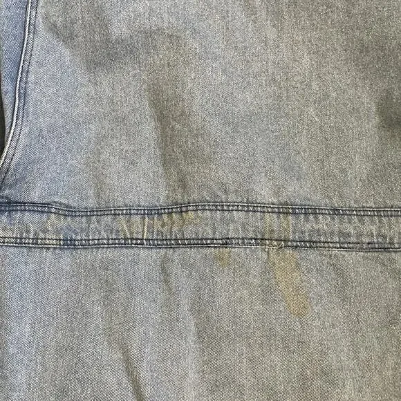 Vintage Blanket Lined Light Wash Denim Barn Chore Jacket Coat Large Read Stain - Picture 14 of 15